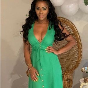 Green Button Front Dress